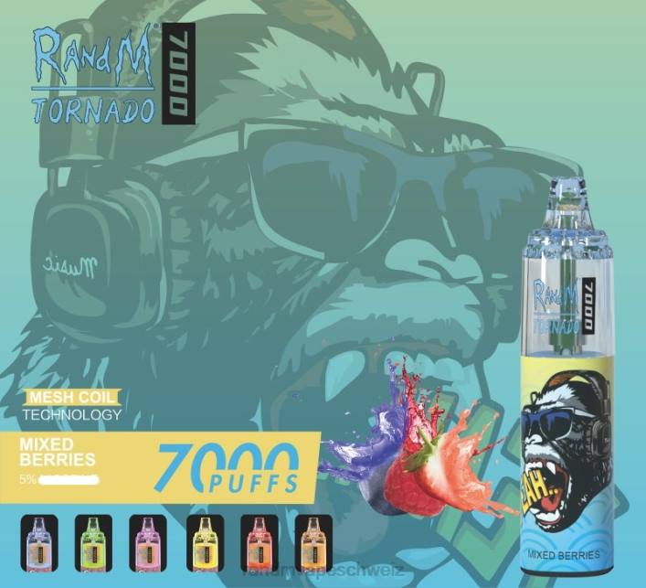 RandM Vape Erfahrung | RandM Tornado 00P2176 7000 Airflow Control Vape-Gerät 1St gemischte Beeren